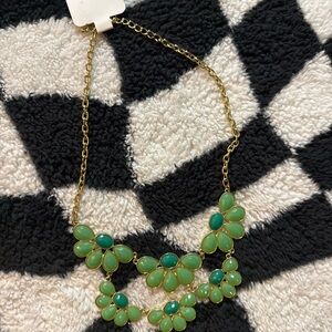 Chic Floral Necklace with Green Accents